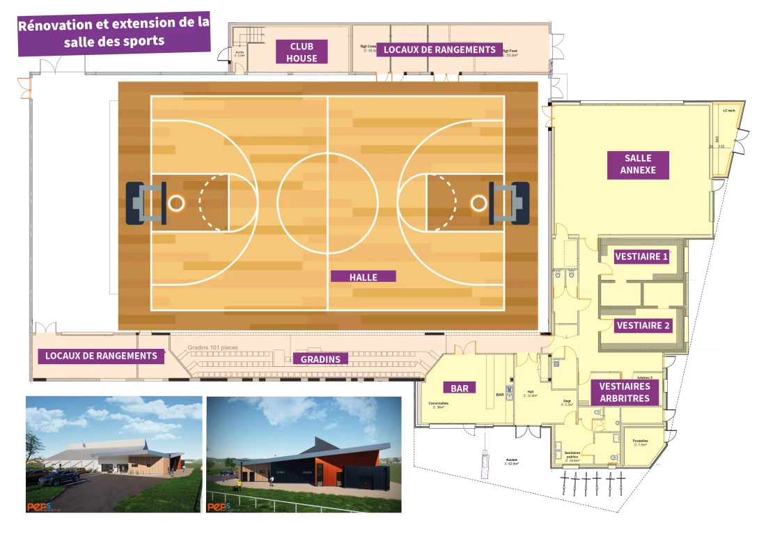 plan rénovation salle des sports Quelaines